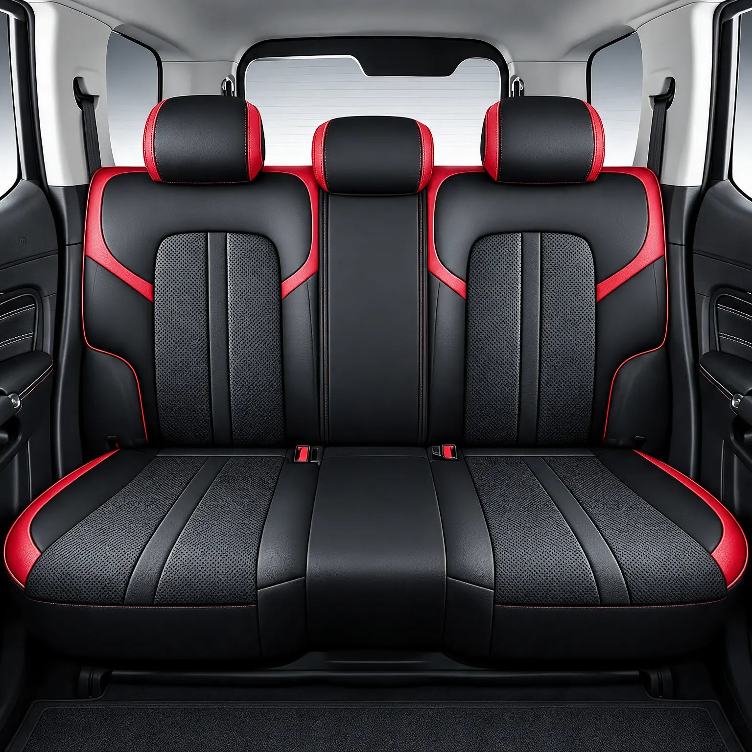 GUNMANSA GWM Tank 300 (25-On) Premium Luxury Car Seat Covers - Front & Rear Full Set (Black & Red)