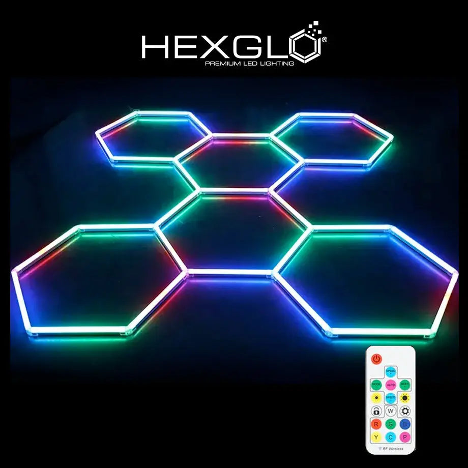 GUNMANSA Hexglo 6 Piece RGB Hexagon Modular LED Lighting Kit