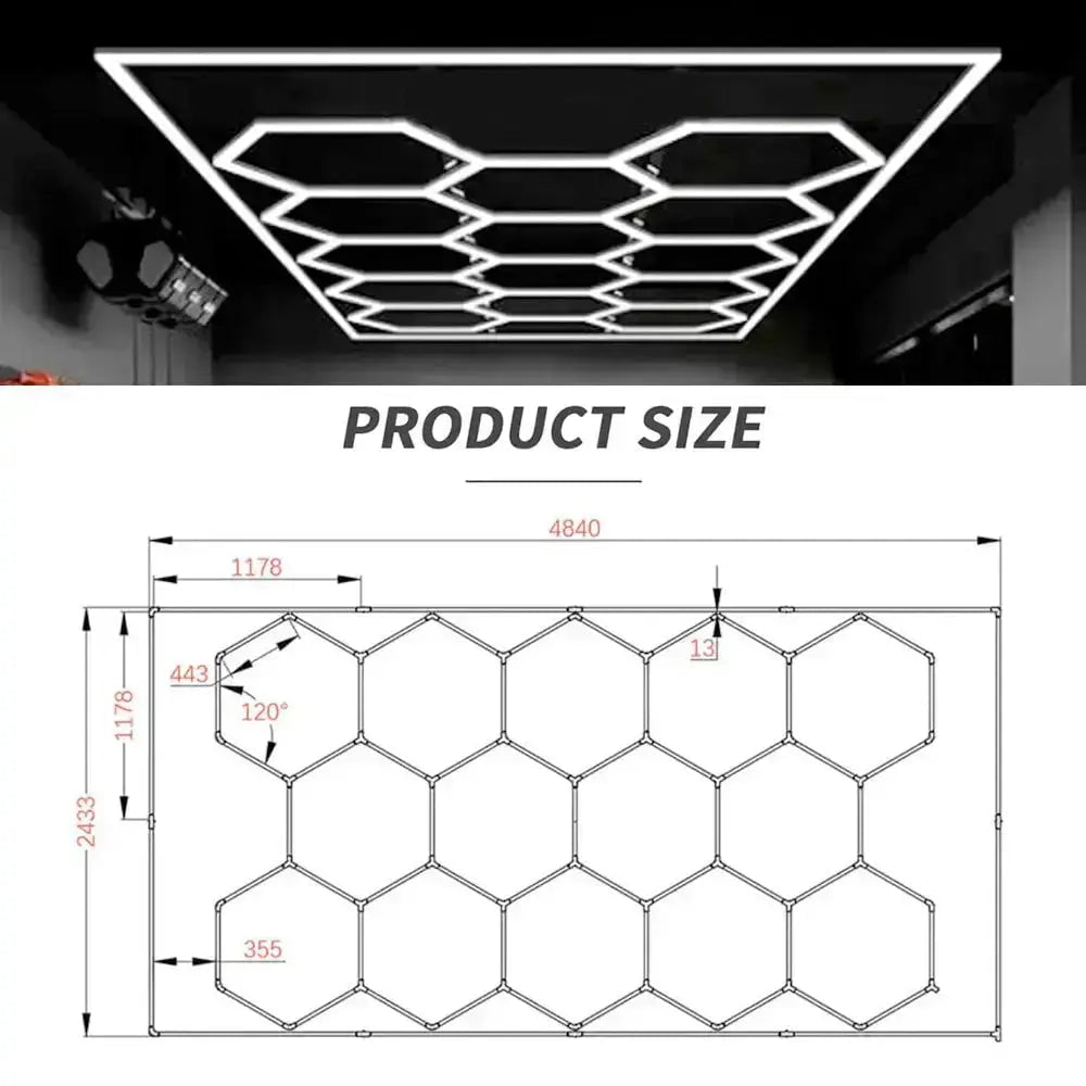 GUNMANSA Hexglo Type B - 14 Piece Hexagon Modular LED Lighting Kit With Border