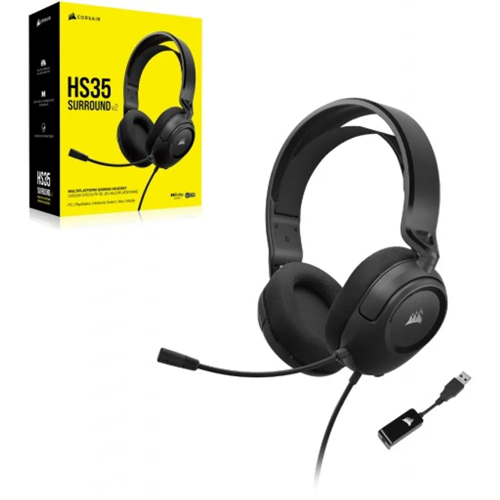 GUNMANSA HS35 Surround v2 Carbon Gaming Headset; Universal 3.5mm connectivity; Dolby Audio® 7.1 Surround Sound via USB