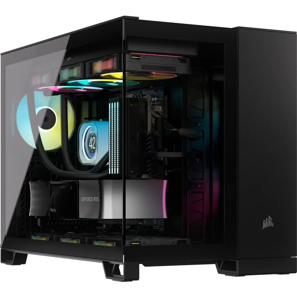 GUNMANSA iCUE 2500X Micro ATX Black Dual Chamber PC Case; 2x 2.5'' Drive Bays; 2x 3.5''; Up to 360mm Radiator compatible