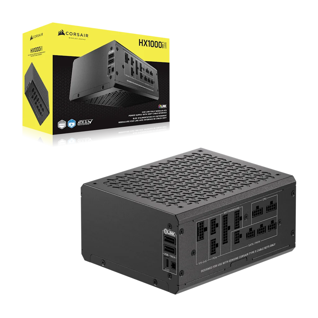 GUNMANSA iCUE LINK HXi SHIFT Series; iCUE LINK HX1000i SHIFT; 1000 Watt; Cybenetics Platinum; Fully Modular; Power Supply; C14 Version