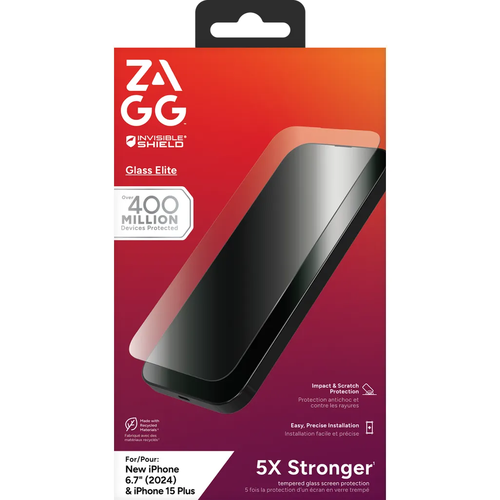 GUNMANSA InvisibleShield Glass Elite Apple iPhone 16 Plus/15+ Screen, Apple, iPhone 16 Plus