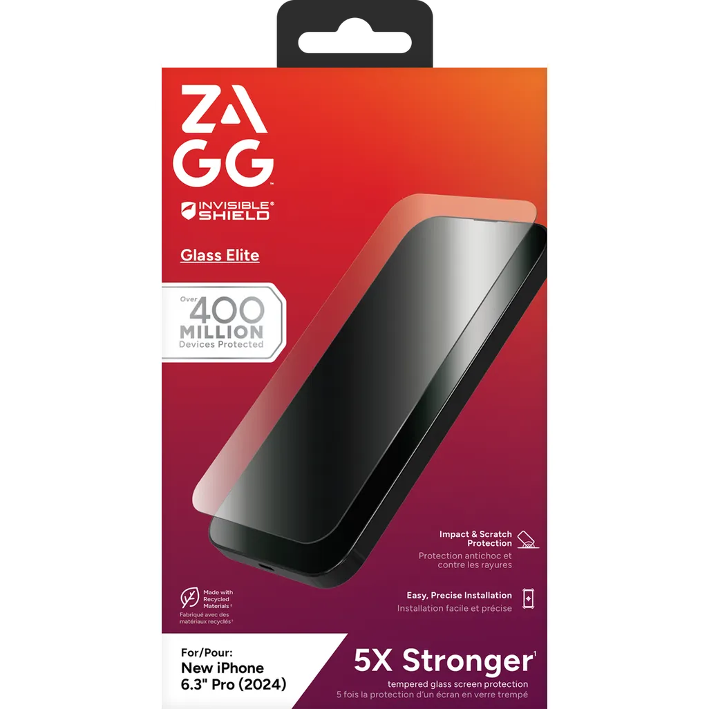 GUNMANSA InvisibleShield Glass Elite Apple iPhone 16 Pro Screen, Apple, iPhone 16 Pro, Anti-bacterial