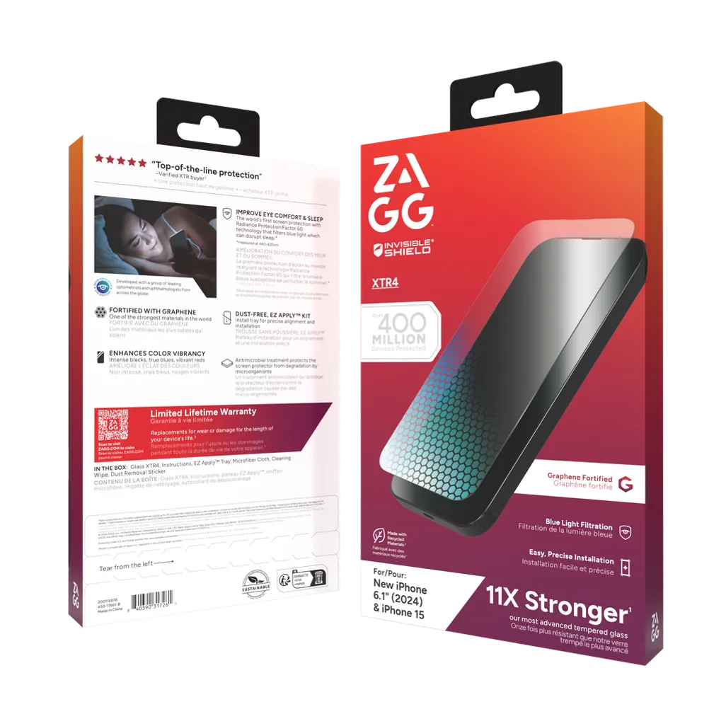 GUNMANSA InvisibleShield Glass XTR4 Apple iPhone 16/15 Screen, Apple, iPhone 16/iPhone 15