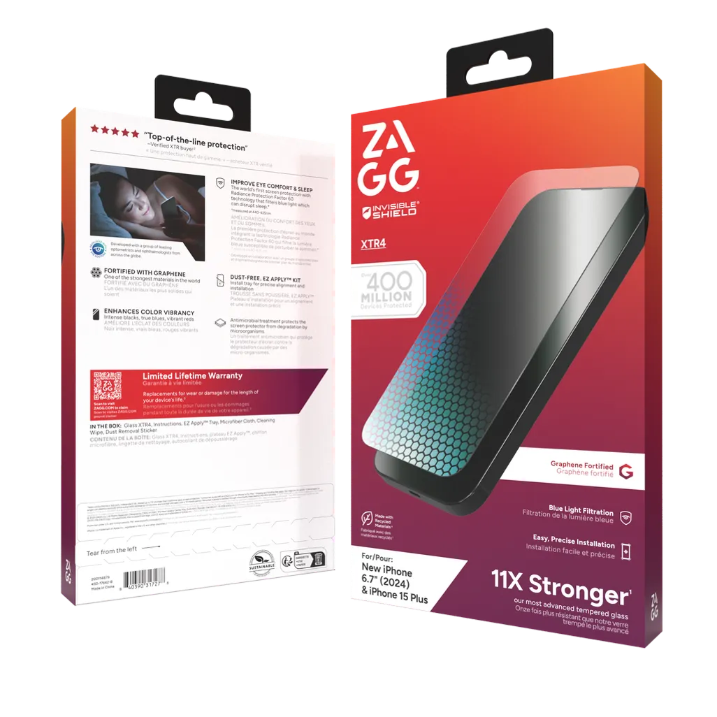 GUNMANSA InvisibleShield Glass XTR4 Apple iPhone 16 Plus/15+ Screen, Apple