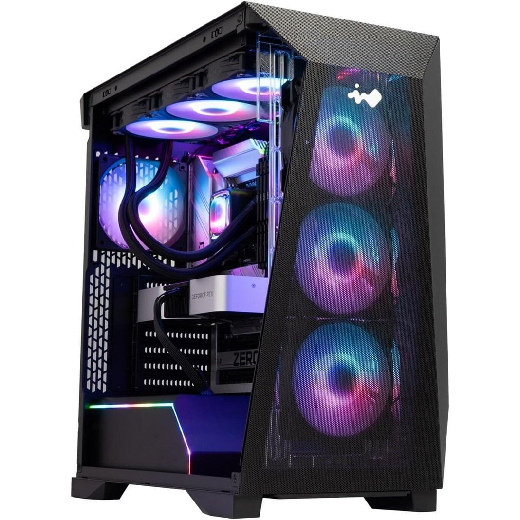 GUNMANSA InWin Prism Mid Tower Gaming Chassis ATX, Mini-ITX Ultra-Wide Panoramic View-GPU Support up to 435mm-Includes 4X Pre-Installed ARGB 120mm Fans Black (IW-CS-PRISMBLK-4VX120)