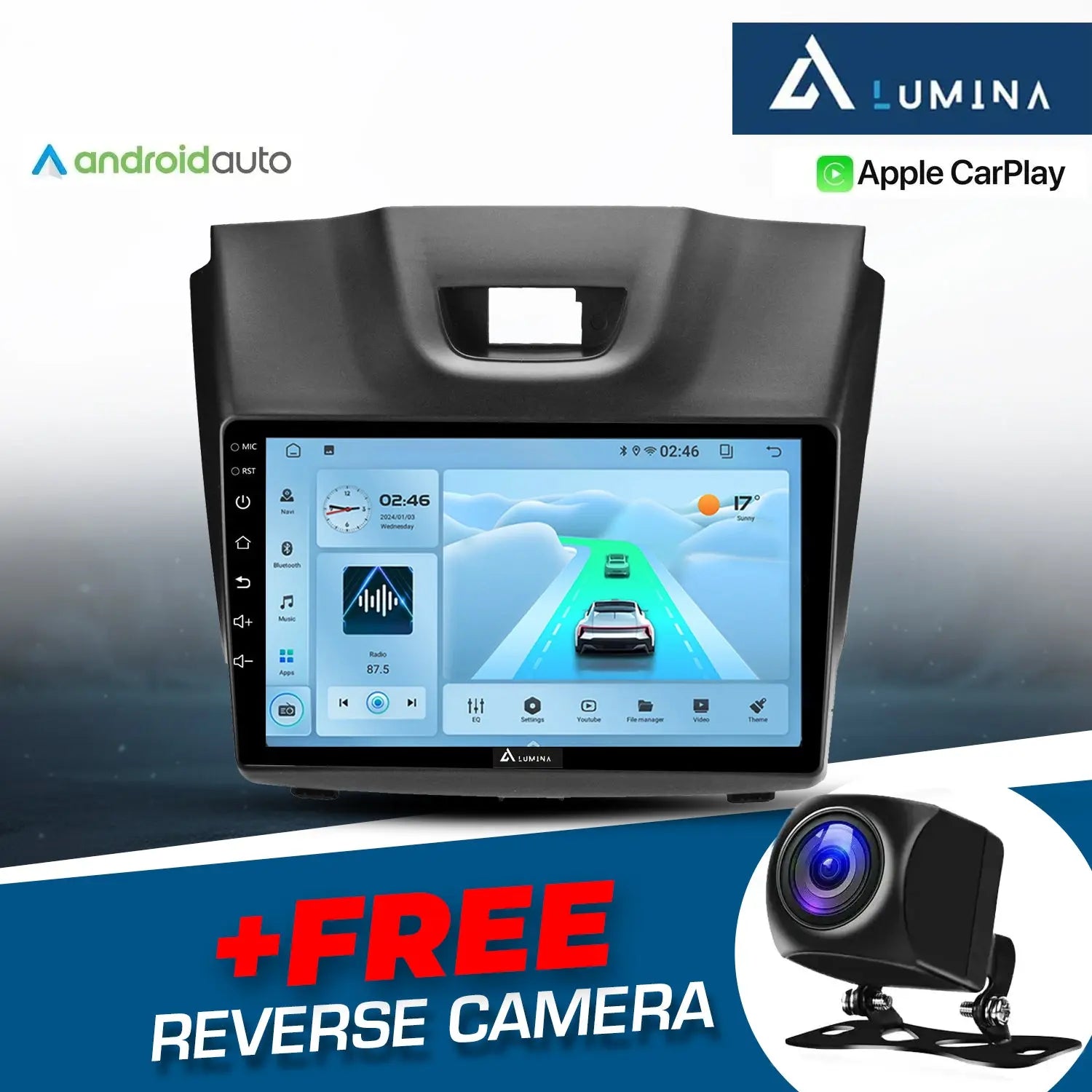 GUNMANSA Isuzu D-Max (15-20) - 9 Inch Lumina Android Entertainment & GPS System +FREE Reverse Camera