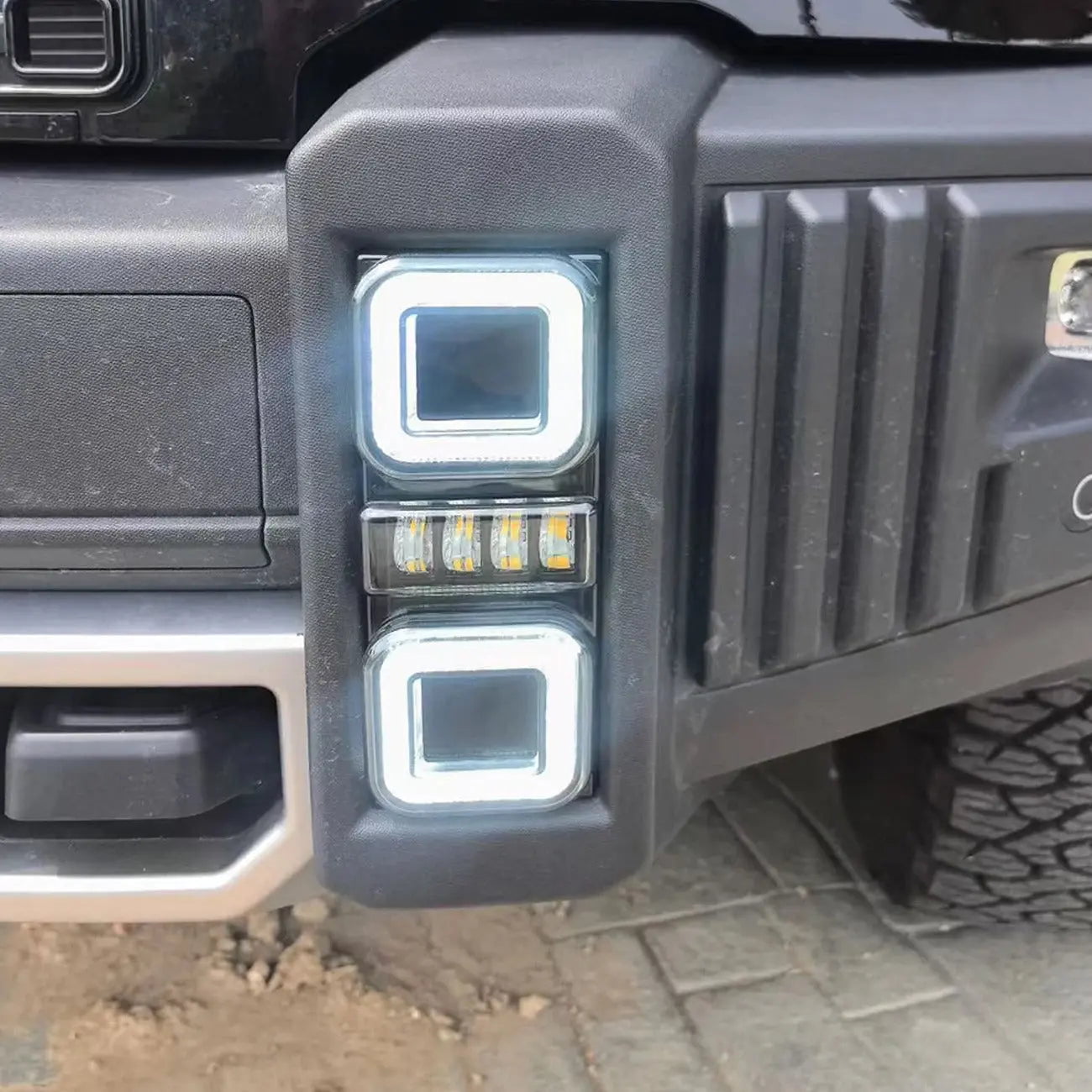 GUNMANSA Jetour T2 (25-On) Defender Style Square Mount Front Bumper Lights