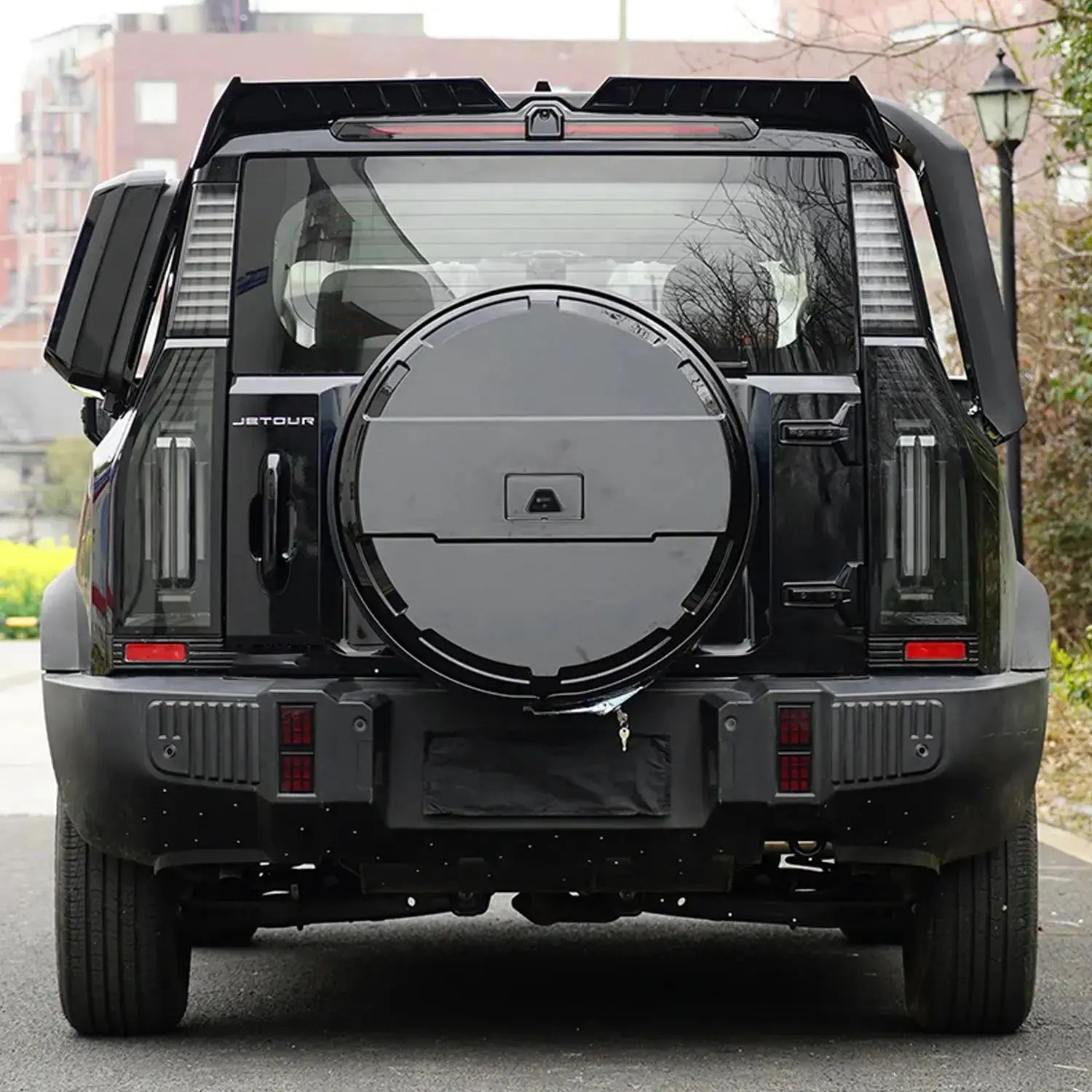 GUNMANSA Jetour T2 (25-On) Urban Black Edition Stainless Steel Spare Wheel Cover With Built In Lock