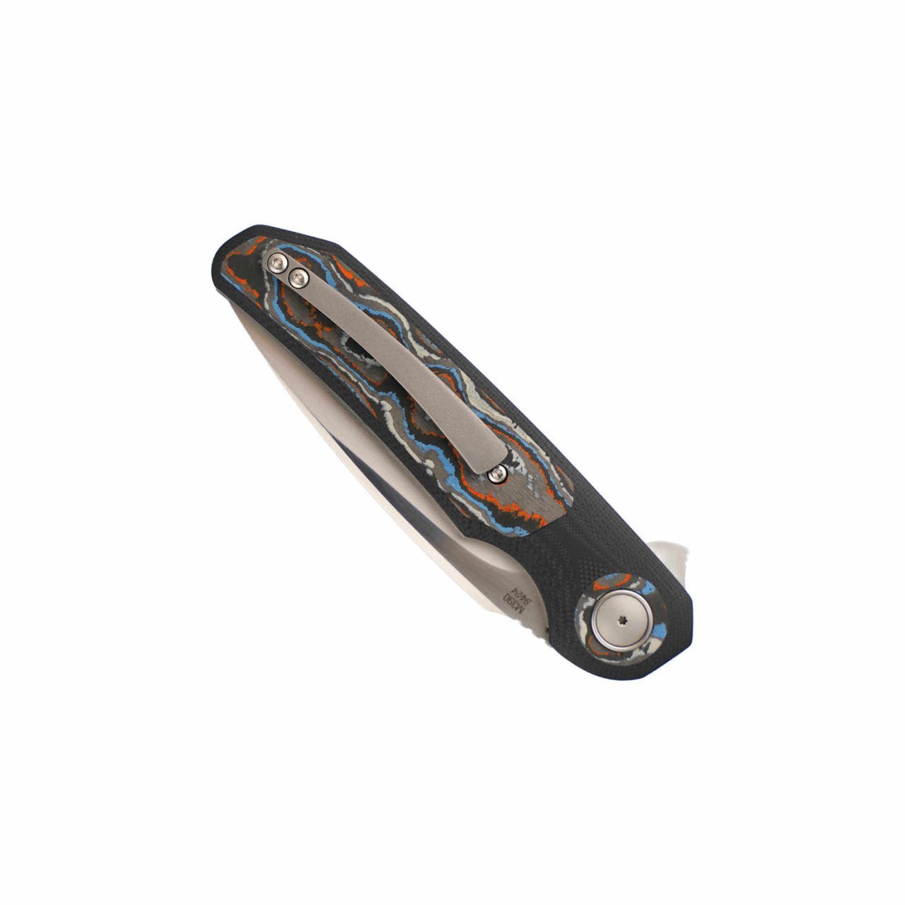 GUNMANSA Johan vd Walt Custom Knife JB3 Harpoon Black G10 with Gulf CamoCarbon, Hand Satin M390 - 94/24