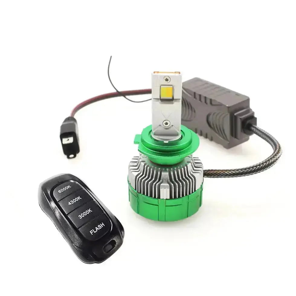 GUNMANSA K14 3-Colour LED Canbus Bulbs With Strobe Function & Wireless Remote - H4