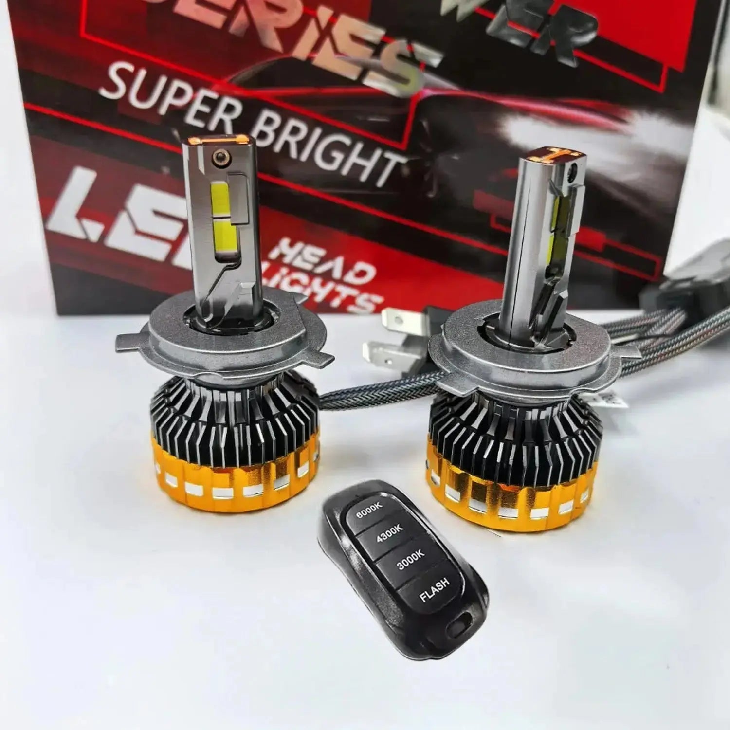 GUNMANSA K300 LED Canbus Bulbs With Strobe Function & Wireless Remote - H7