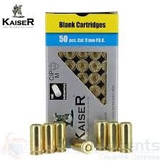 GUNMANSA KAISER 9mm P.A.K BLANK CARTRIDGES (50) Ammo