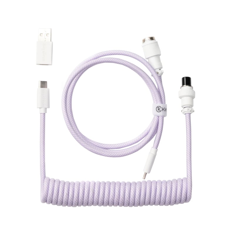 GUNMANSA Keychron Coiled Aviator Cable - Light Purple/Straight