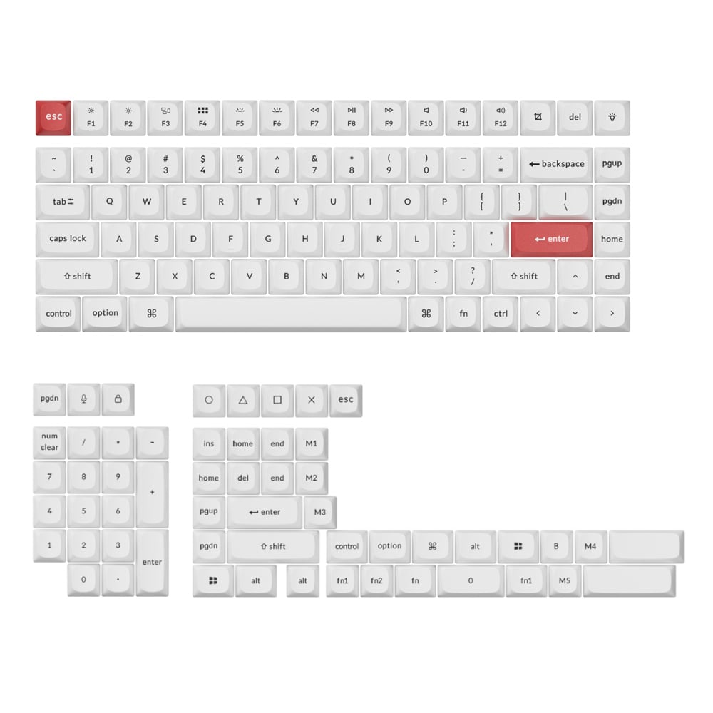 GUNMANSA Keychron Double Shot PBT OSA Full Keycap Set - Black/White