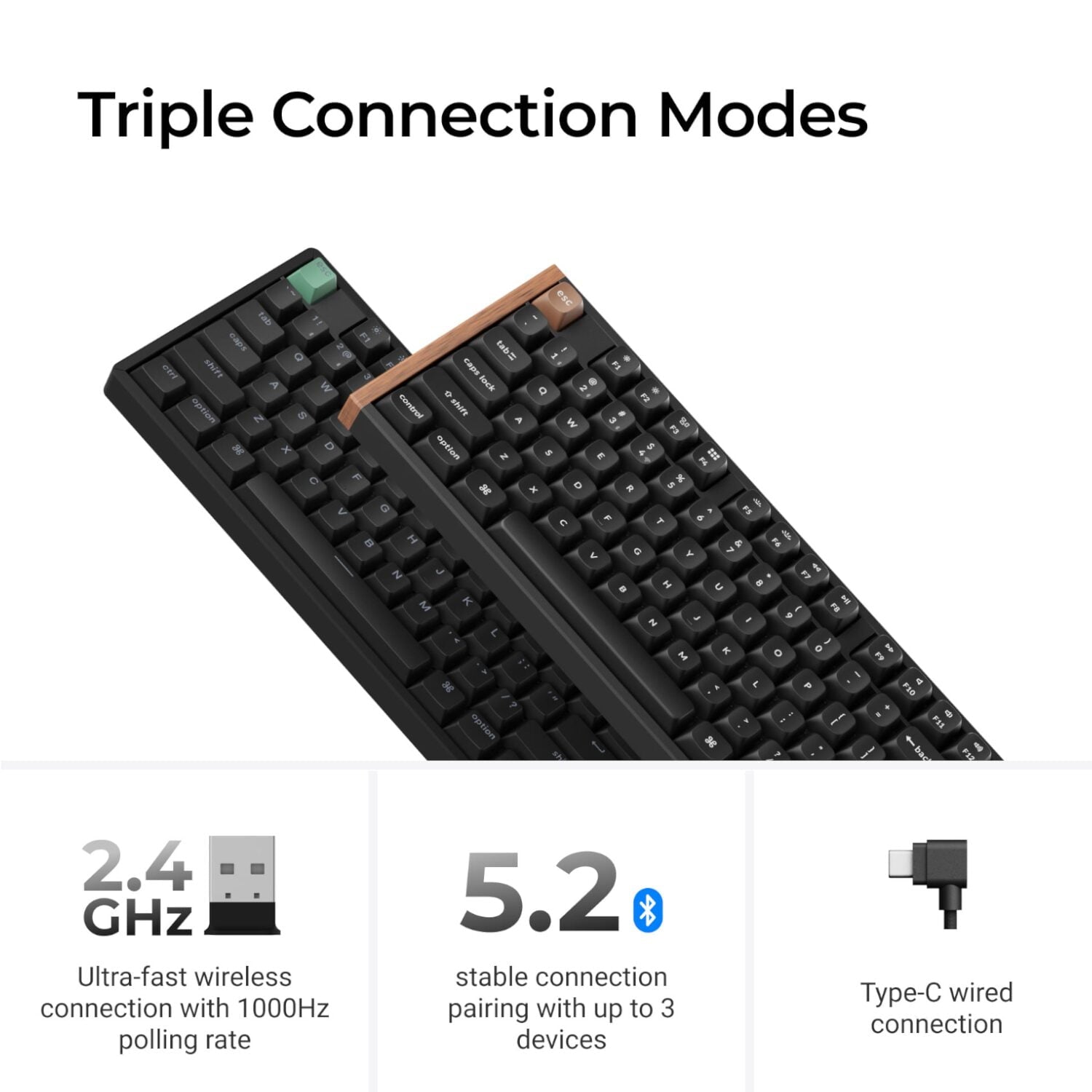 GUNMANSA Keychron K10 HE 100% Wireless Magnetic Gaming Keyboard Nebula Switches – Black
