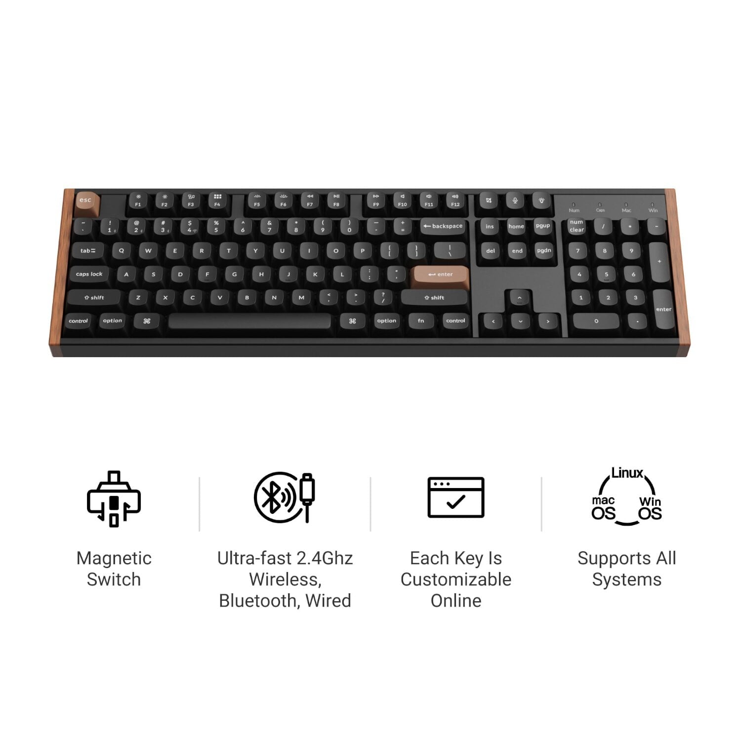 GUNMANSA Keychron K10 HE 100% Wireless Magnetic Gaming Keyboard Nebula Switches – Black