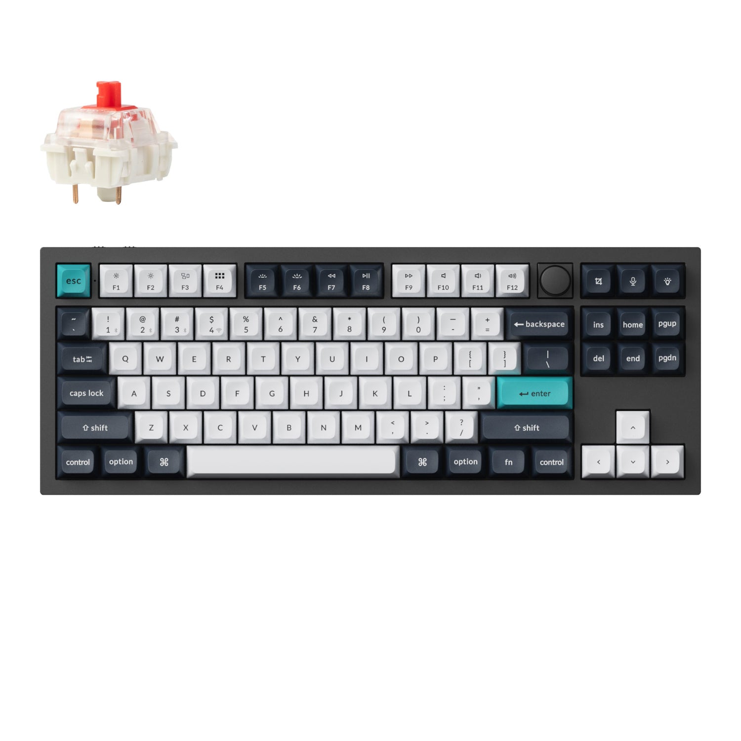 GUNMANSA Keychron Q3 Max 80% Full Assembled Knob Red Switch Hot-Swap Gateron Jupiter RGB Wireless Keyboard - Black