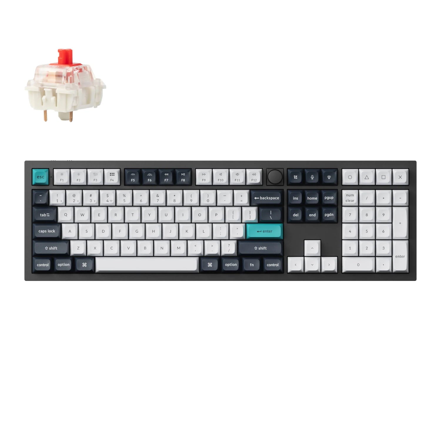 GUNMANSA Keychron Q6 Max 100% Full Assembled Knob Red Switch Hot-Swap Gateron Jupiter RGB Wireless Keyboard - Black