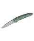 GUNMANSA Kizer Cutlery Stonewashed Blade, Green Aluminum Handles Folding Knife- Ki4419A3