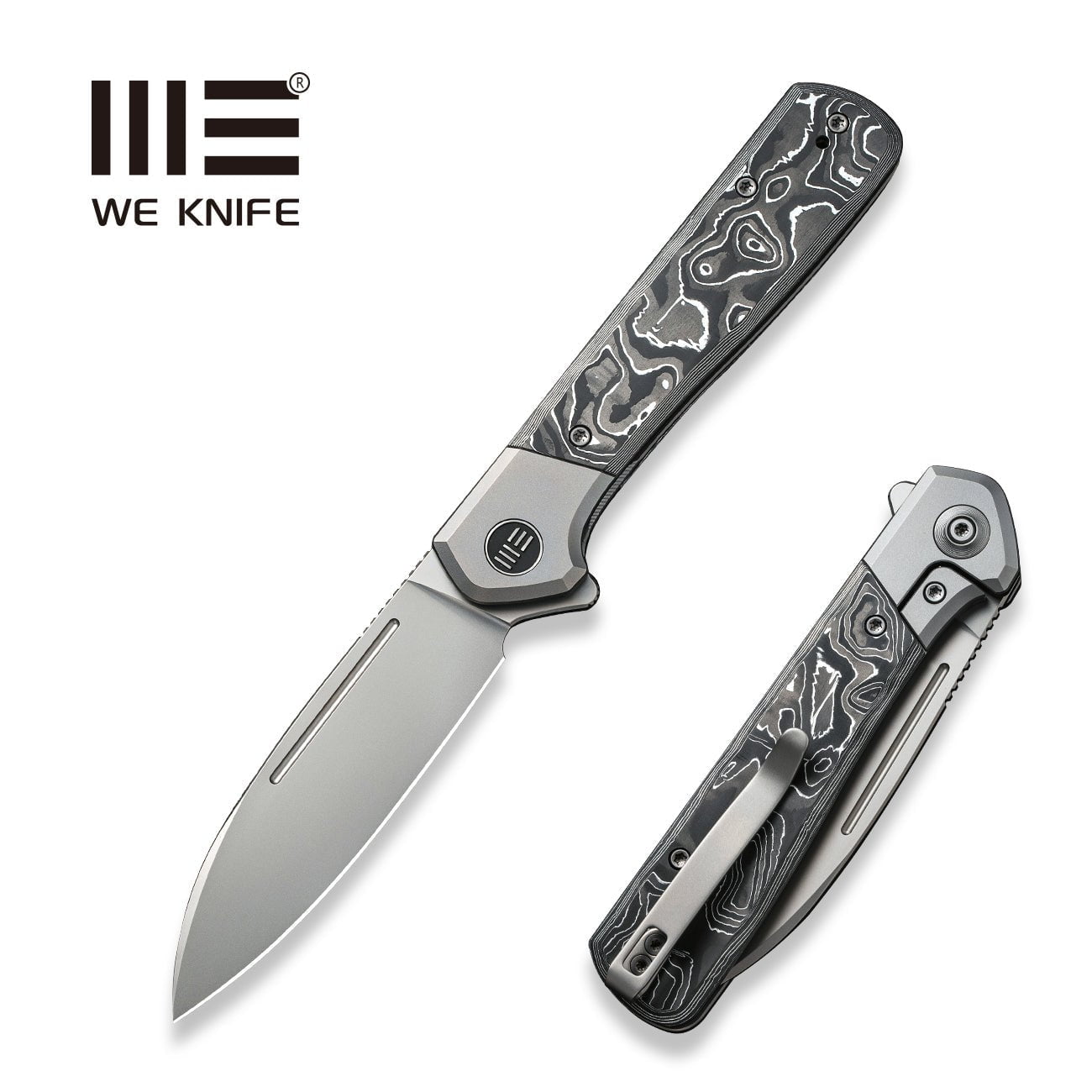 GUNMANSA Knife WEKNIFE Soothsayer Flipper Knife Titanium & Carbon Fiber Handle (3.48" CPM 20CV Blade) WE20050-3