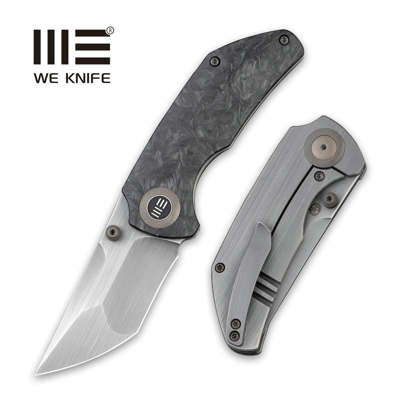 GUNMANSA Knife WEKNIFE Thug Thumb Stud Knife Titanium & Carbon Fiber Handle (2.69" CPM 20CV Blade) 2103C