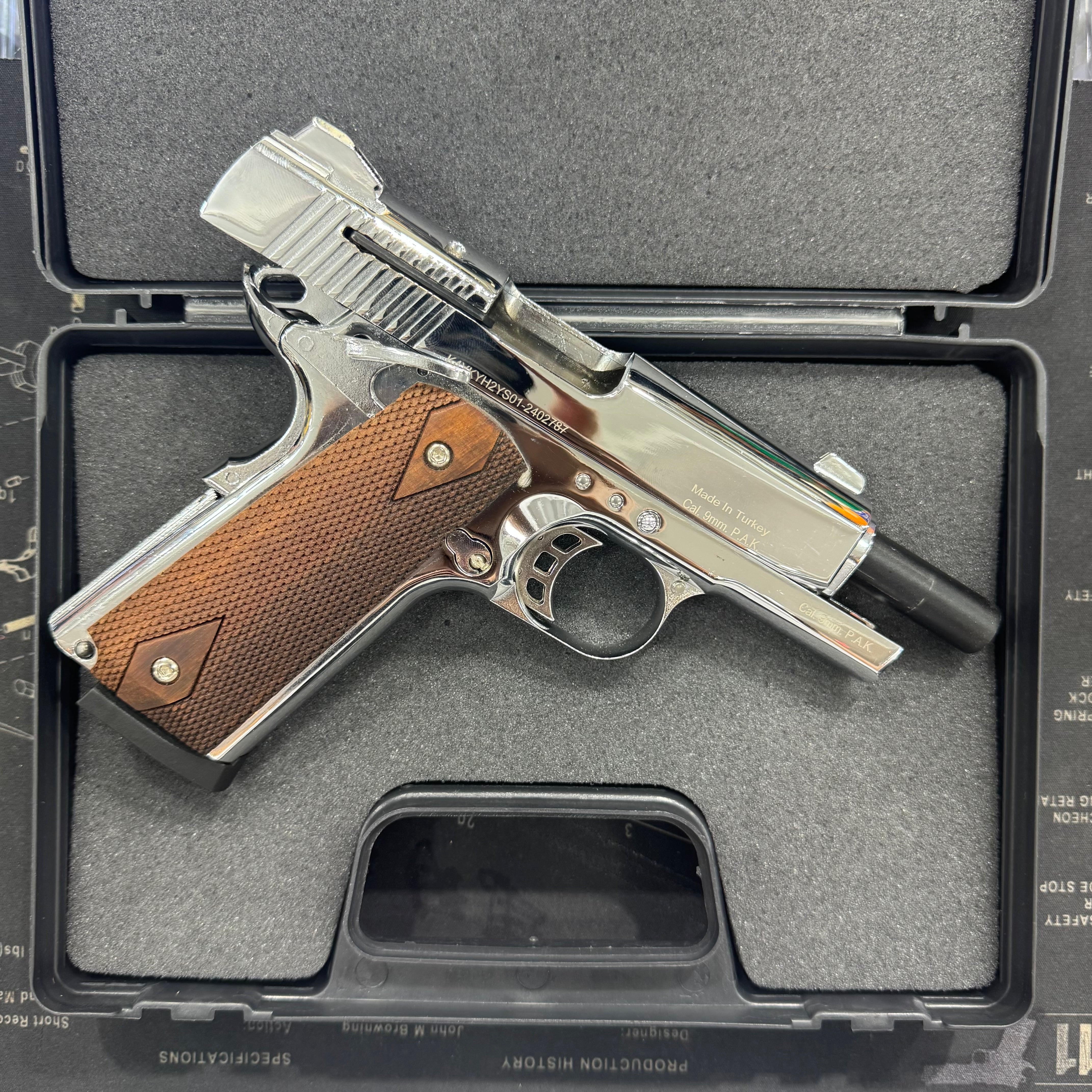GUNMANSA Kuzey 911 SX Chrome Blank/Pepper Gun (Semi Auto|9+1|9mm PAK)