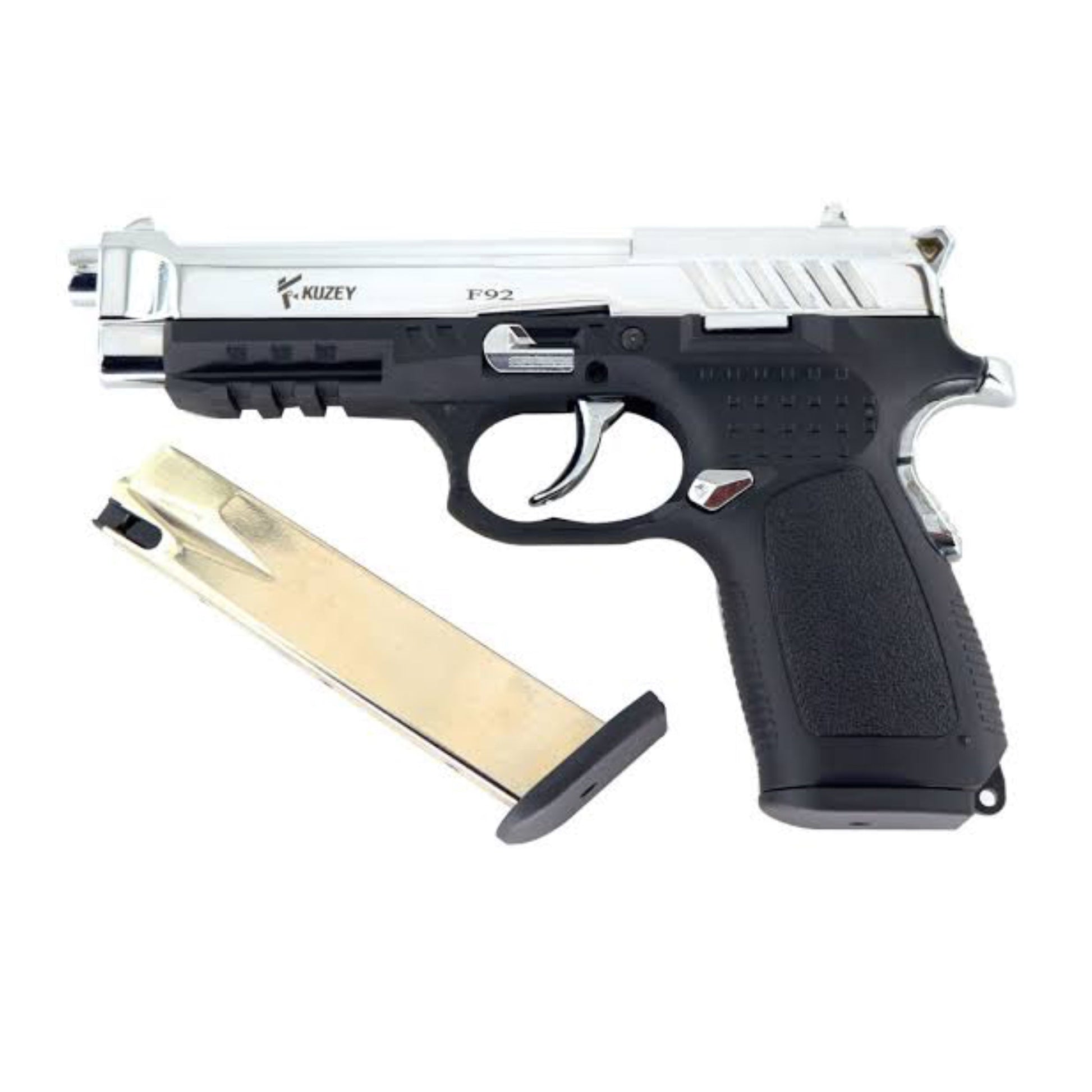 GUNMANSA Kuzey F92 Mat Chrome Blank/Pepper Gun (Semi Auto/18+1/9mm PAK)