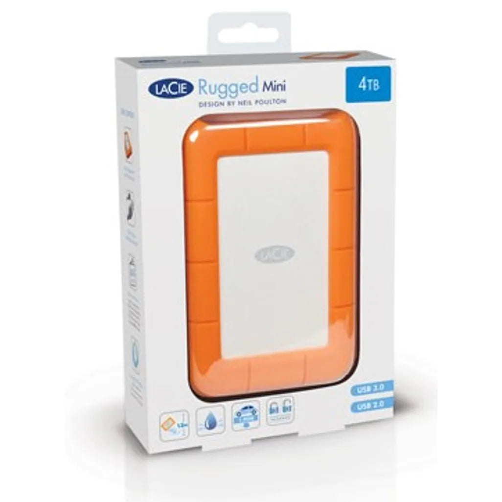 GUNMANSA LaCie Rugged Mini, 4 TB, 3.2 Gen 1 (3.1 Gen 1), 5400 RPM, Orange