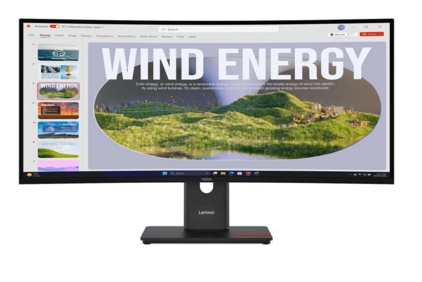 GUNMANSA LENOVO ThinkVision T34WD-40 |34'' UQHD 4K VA|120Hz|Internal PSU|1xHDMI|1xDP|Typc-C|Built in Dock|Multi-Directional Stand|VESA