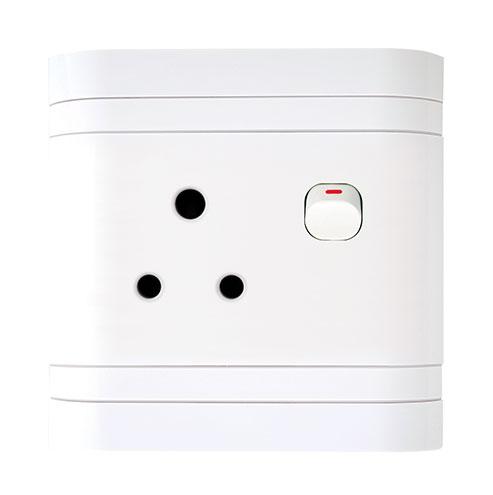 GUNMANSA Lesco Single Three-Pin Wall Plug White H100xW100