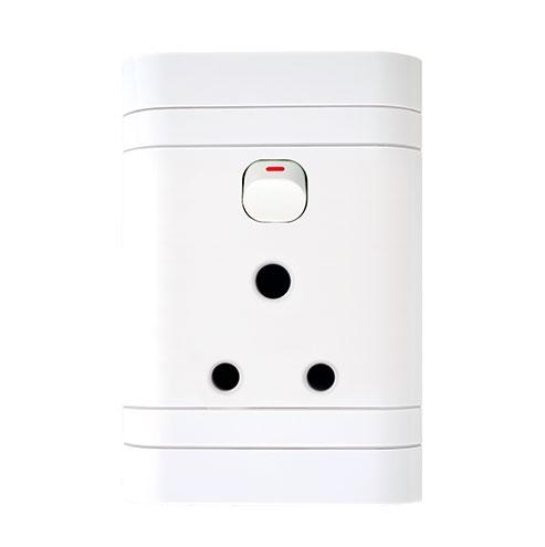 GUNMANSA Lesco Single Three-Pin Wall Plug White H100xW50