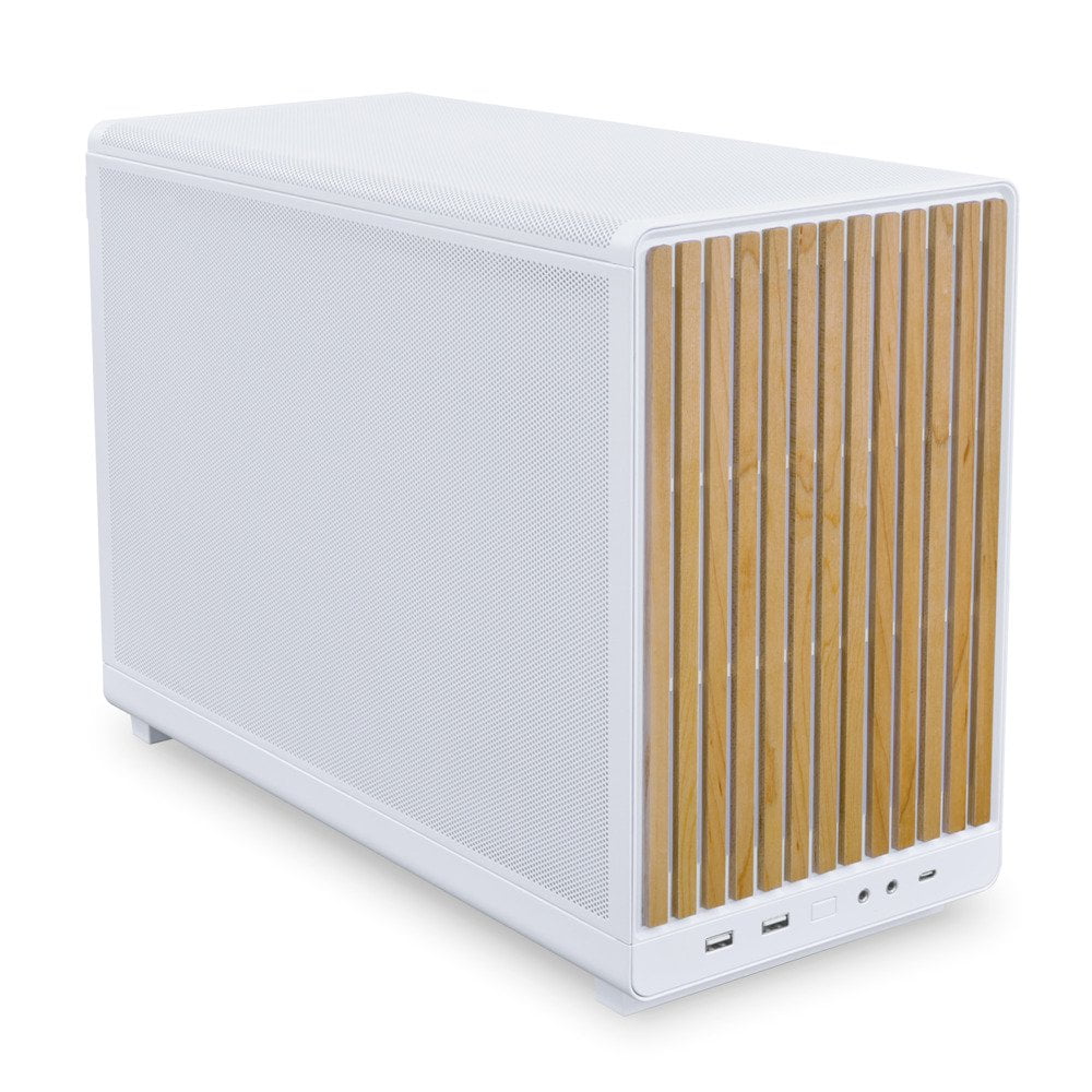 GUNMANSA Lian Li A3-mATX-WD-26.3L Micro Form Factor Chassis-No Fans Included-Supports 360mm AIO-Modularity Design-for M-ATX, ITX Motherboard-DAN Cases Collaboration-Wood Front Panel-White (A3W-WD)