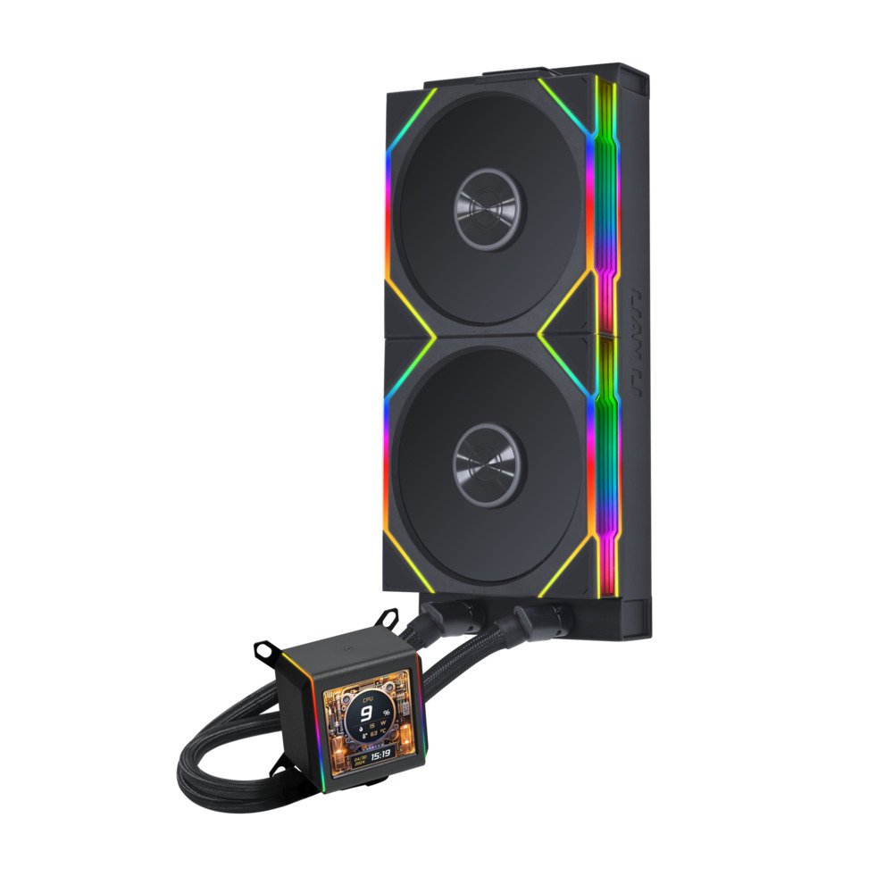 GUNMANSA Lian Li Galahad II LCD 280mm AIO Asetek 8th Gen Liquid Cooler - 2 X 140mm RGB Fans - 2.4 GHz Wireless Control - 2.88" IPS LCD Screen - Pre-Installed Daisy-Chained TL Fans - Black (GA2ALCD28TLB)