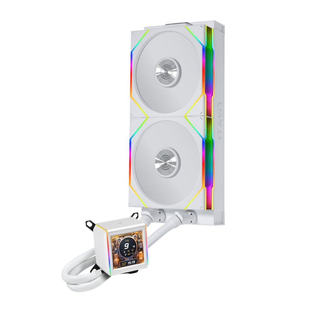 GUNMANSA Lian Li Galahad II LCD 280mm AIO Asetek 8th Gen Liquid Cooler - 2 X 140mm RGB Fans - 2.4 GHz Wireless Control - 2.88" IPS LCD Screen - Pre-Installed Daisy-Chained TL Fans - White (GA2ALCD28TLW)