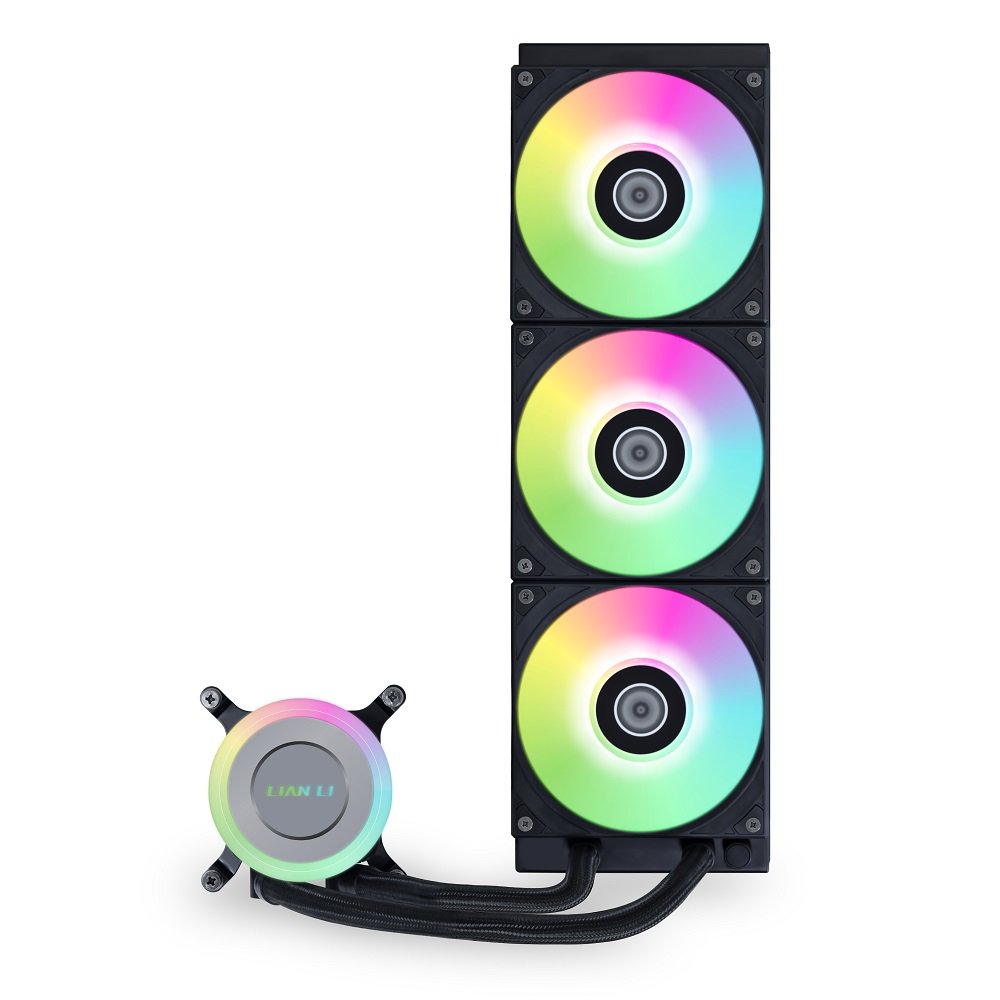 GUNMANSA Lian Li GALAHAD II Lite 360mm RGB Fans - Customizable Lighting Effects and ARGB Pump Block, Low Noise, Hydraulic Bearing Design, Switchable Pump Lid - 28mm RGB Fan for LGA 1700 /AM5 / AM4 (GA2L36RB)
