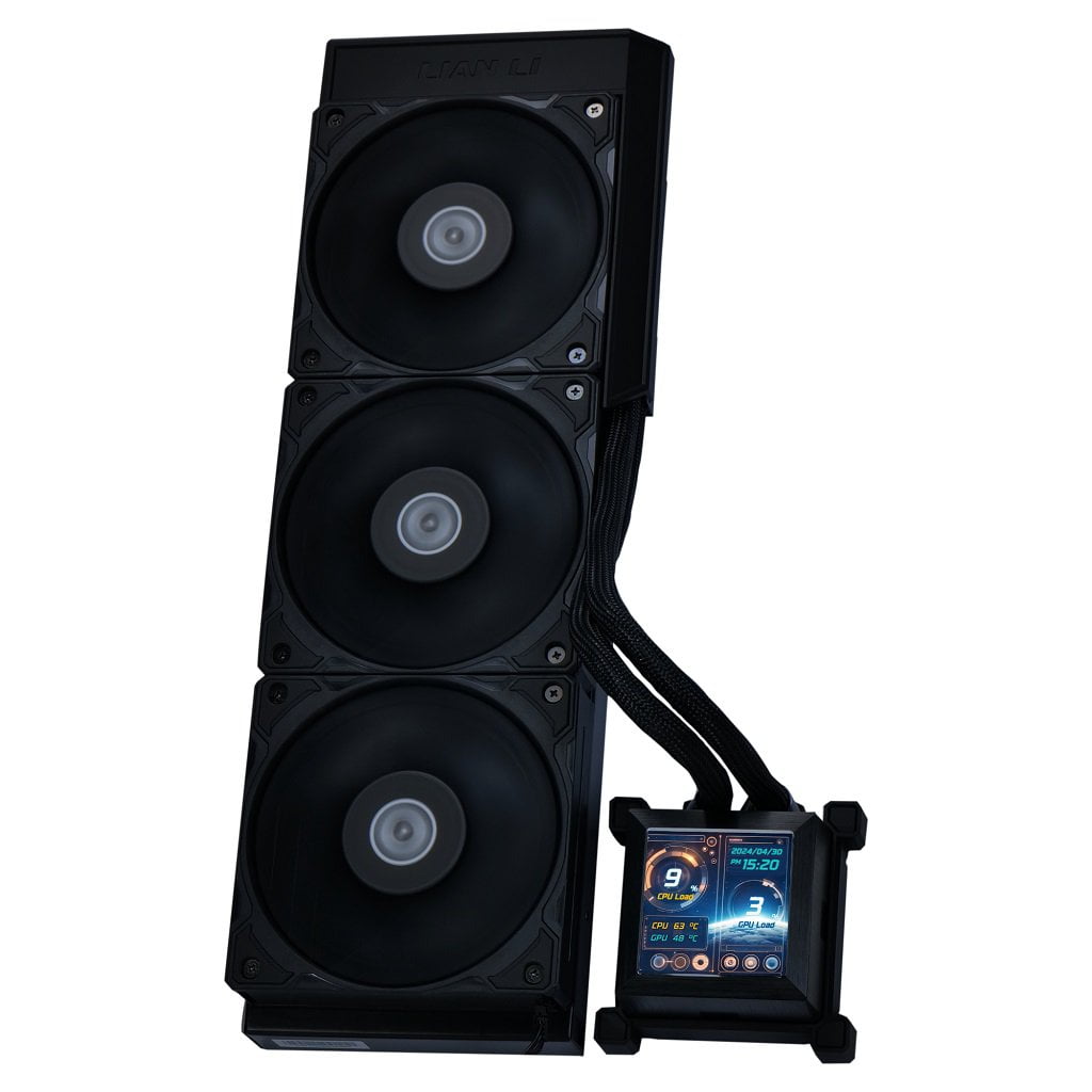 GUNMANSA Lian Li Hydroshift 360 AIO- Pre-installed 3 x 28MM fans - Side-mounted coolant pathway - 2.88 inch LCD Screen - 480 x 480 Resolution - Captured screenshots or recorded videos -Black (HSLCD36SB)