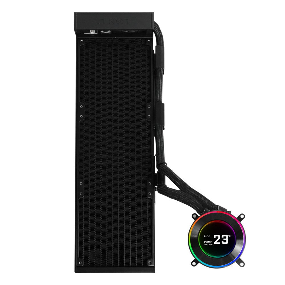 GUNMANSA Lian Li Hydroshift II 360 Liquid CPU Cooler - Flexible Slide-Tube Clamp Coolant Pathway - 2.1" IPS LCD Screen - 3 Control Mode - Fits Most PC Fans - LGA 1851/1700, AMD AM5/AM4 - Black (HS2LCD36B)