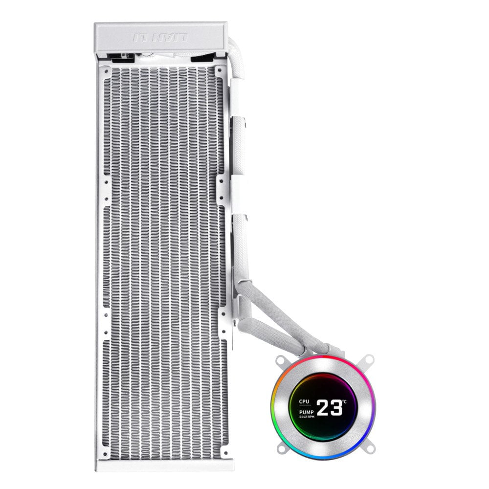 GUNMANSA Lian Li Hydroshift II 360 Liquid CPU Cooler - Flexible Slide-Tube Clamp Coolant Pathway - 2.1" IPS LCD Screen - 3 Control Mode - Fits Most PC Fans - LGA 1851/1700, AMD AM5/AM4 - White (HS2LCD36W)