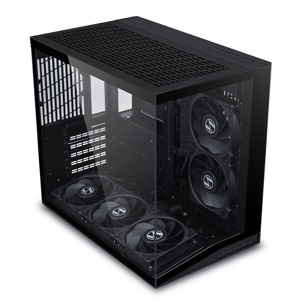 GUNMANSA LIAN LI O11D MINI V2 Flow | Compact ATX Mid-Tower Airflow Computer Case | Panoramic View | High-Performance Airflow | Includes 5 x 120mm Reverse Blade Fans | Cable Management | Black (O11DMIV2FX)