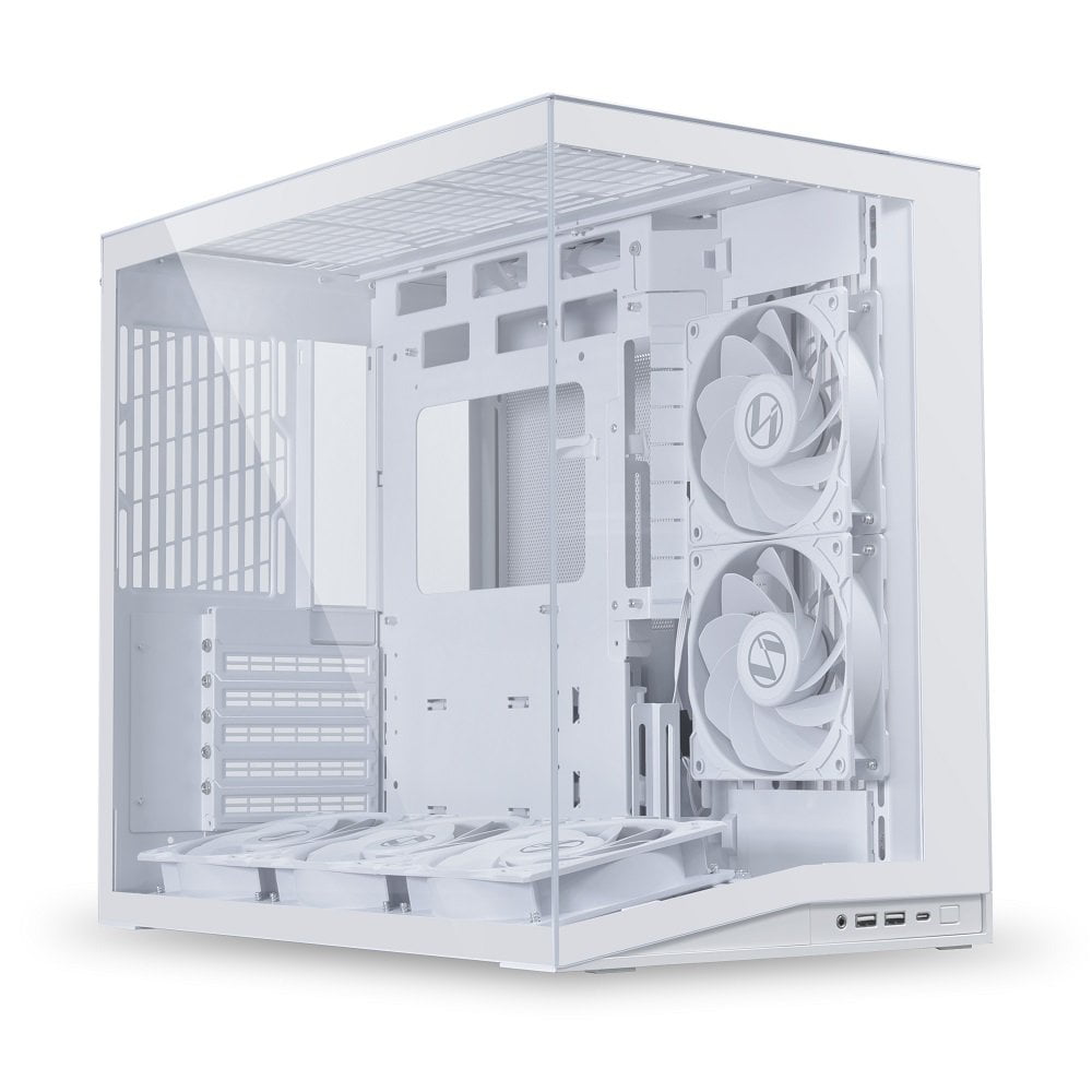 GUNMANSA LIAN LI O11D MINI V2 Flow | Compact ATX Mid-Tower Airflow Computer Case | Panoramic View | High-Performance Airflow | Includes 5 x 120mm Reverse Blade Fans | Cable Management | White (O11DMIV2FW)