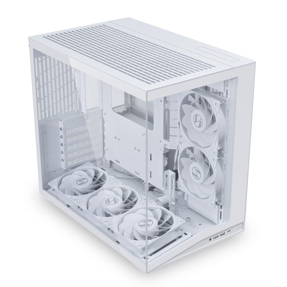 GUNMANSA LIAN LI O11D MINI V2 Flow | Compact ATX Mid-Tower Airflow Computer Case | Panoramic View | High-Performance Airflow | Includes 5 x 120mm Reverse Blade Fans | Cable Management | White (O11DMIV2FW)