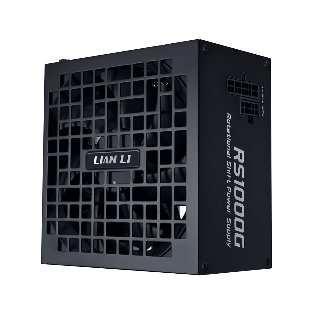 GUNMANSA Lian Li RS 1000W Rotational Shift Fully Modular ATX Power Supply (W/USB Fan Hub) 90° AC Inlet, Cybenetics Platinum, 80+ Gold, ATX 3.1, PCIe 5.1, 12V-2x6 Cable, Black (RS1000G.BH)