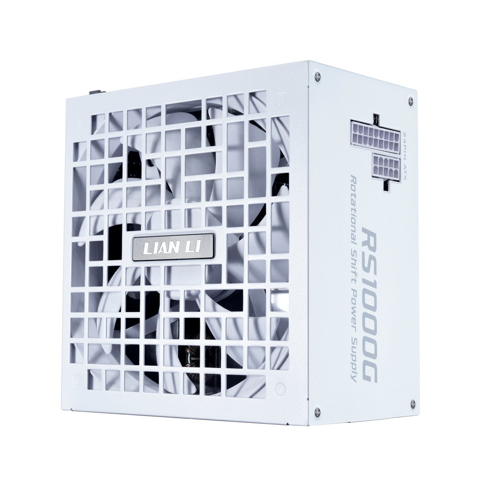 GUNMANSA Lian Li RS 1000W Rotational Shift Fully Modular ATX Power Supply (W/USB Fan Hub) 90° AC Inlet, Cybenetics Platinum, 80+ Gold, ATX 3.1, PCIe 5.1, 12V-2x6 Cable, White (RS1000G.WH)