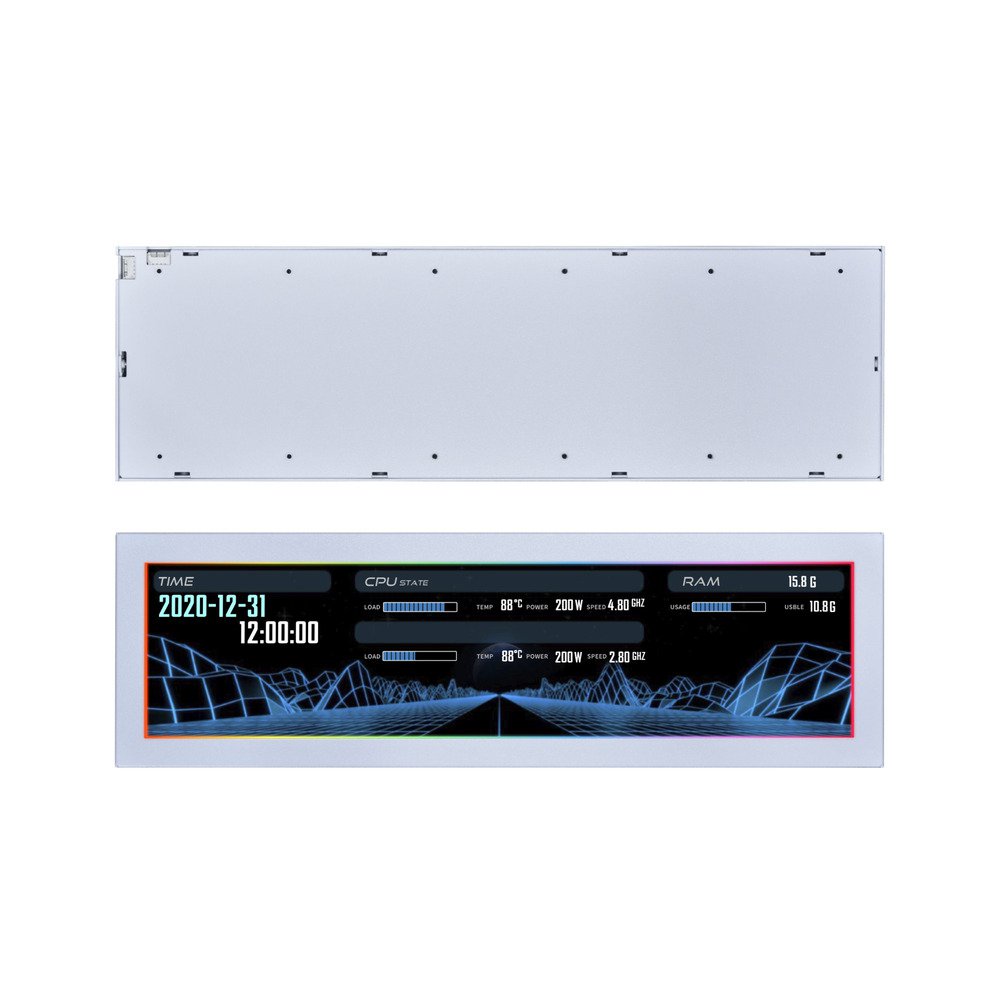 GUNMANSA Lian Li SM088W 8.8" Universal Screen for PC - Dynamic Screen Control - Adjustable Mounting for Any Computer Setup - Customizable ARGB Frame - PC Temperature Display Panel - Mini Monitor (US88v1 White)