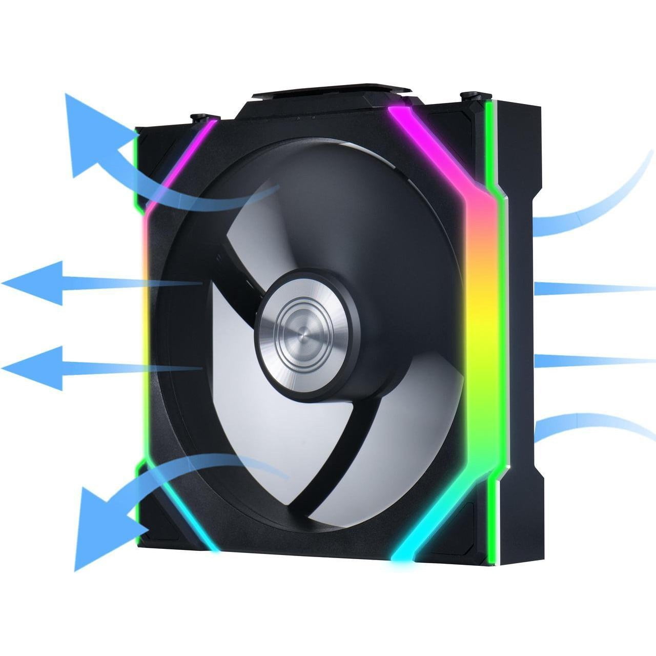 GUNMANSA Lian Li UNI Fan SL-LCD Wireless 120 (Reverse Blade) ARGB Fan, 1.6 inch LCD Display, WITHOUT Wireless Connector, Daisy-Chain Design, Customizable Lighting Effects, 400x400 Res.-Black (12RSLLCD1W1B)