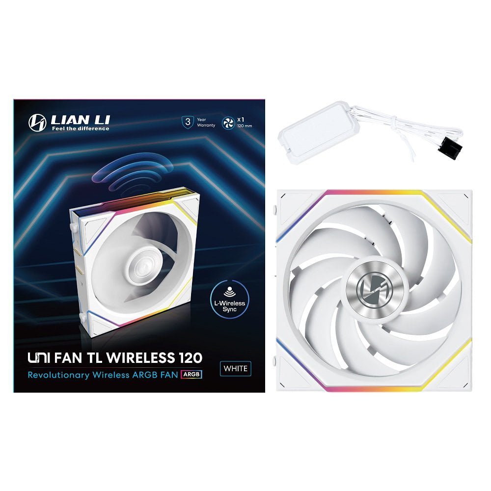 GUNMANSA Lian Li UNI Fan TL 120 Wireless - Controller Not Included - Seamless Wireless Control Fan with Daisy-Chain Design - LCP Fan Blade - 26 Customizable RGB LEDs - Single Pack - White (12TL1W1W)