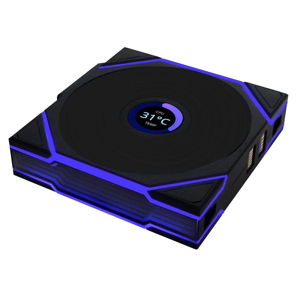 GUNMANSA Lian Li UNI Fan TL LCD 120 Wireless - Reverse Blade - Controller Not Included - Wireless Control Fan w/ LCD Screen - Daisy-Chain Design - Customizable RGB LEDs - Single Pack - Black (12RTLLCD1W1B)