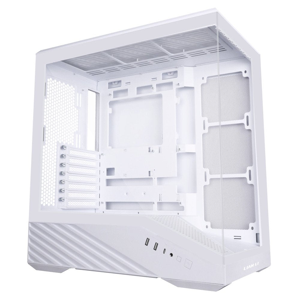 GUNMANSA Lian Li V100 ATX Mid-Tower PC Case Pre-Installed LED Strip, Platform Design with Tempered Glass, Cable Management, 360mm Radiator Support - White (V100W)